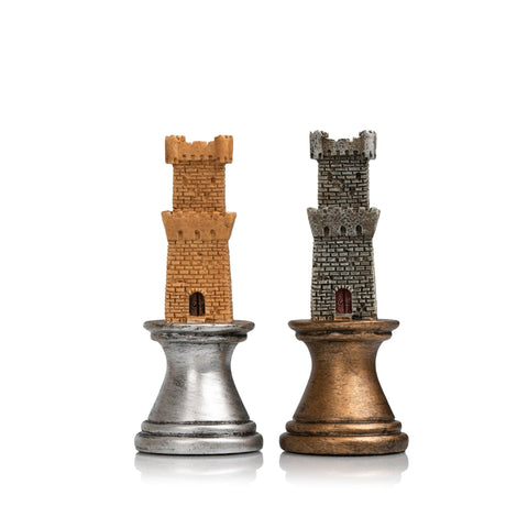 Italfama Hand-Painted Medieval Chess Set, Walnut Board & Box, 8cm King