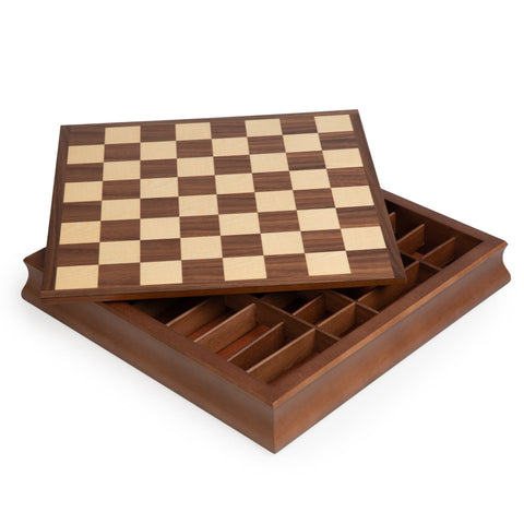 Italfama Hand-Painted Medieval Chess Set, Walnut Board & Box, 8cm King