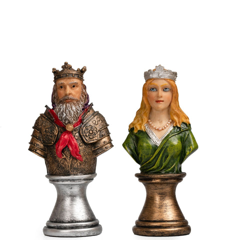 Italfama Hand-Painted Medieval Chess Set, Walnut Board & Box, 8cm King
