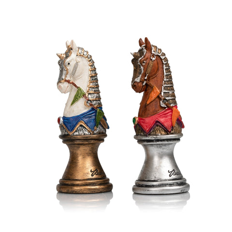 Italfama Hand-Painted Medieval Chess Set, Walnut Board & Box, 8cm King