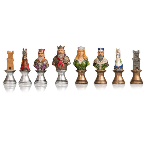 Italfama Hand-Painted Medieval Chess Set, Walnut Board & Box, 8cm King