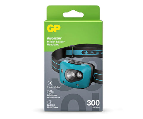 Gp Discovery Motion Sensor Headlamp Ch44 300 Lumens Single USe And Rechargeable