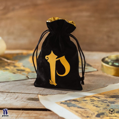 Pathfinder Black & Golden Velour Dice Bag Roleplaying Games Q-Workshop Bpat201