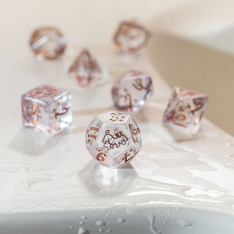 Dogs Dice Set: Bubbles Rpg Dice Polyhedrons Translucent Copper Q-Workshop Sdog04