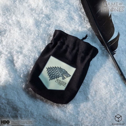 Game of Thrones House Stark Dice Pouch by Q-Workshop, Black Cotton Drawstring
