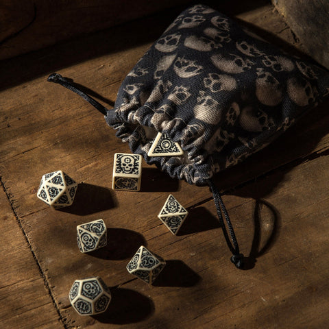 SKULL FULLPRINT DICE BAG POUCH ROLEPLAYING GAMES Q-WORKSHOP RPG DND BLACK NEW
