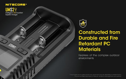 Nitecore Ums2 Intelligent USb Superb Charger Rechargeable Battery Li-Ion/Nimh