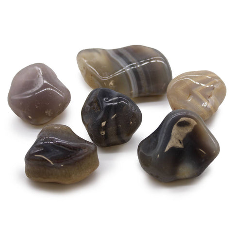 LARGE AFRICAN TUMBLE STONES (6x) GREY AGATE - BOTSWANA POWER ANCIENT WISDOM NEW