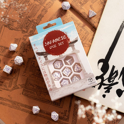 Japanese Blue Star Lotus Dice Set Role Playing Games Q-Workshop Dnd Kanji NEW