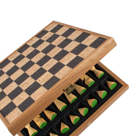 Natural cork Chessboard with wooden Box & elegant Chessmen