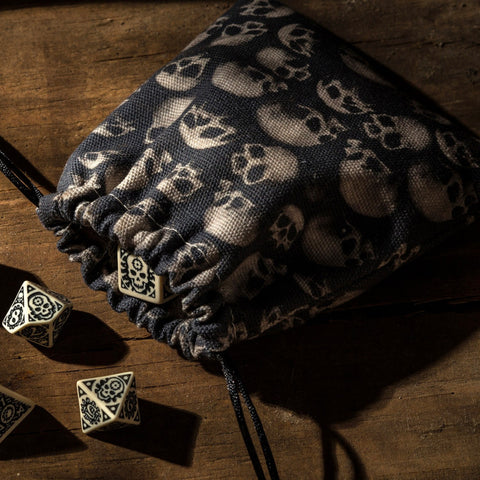 SKULL FULLPRINT DICE BAG POUCH ROLEPLAYING GAMES Q-WORKSHOP RPG DND BLACK NEW
