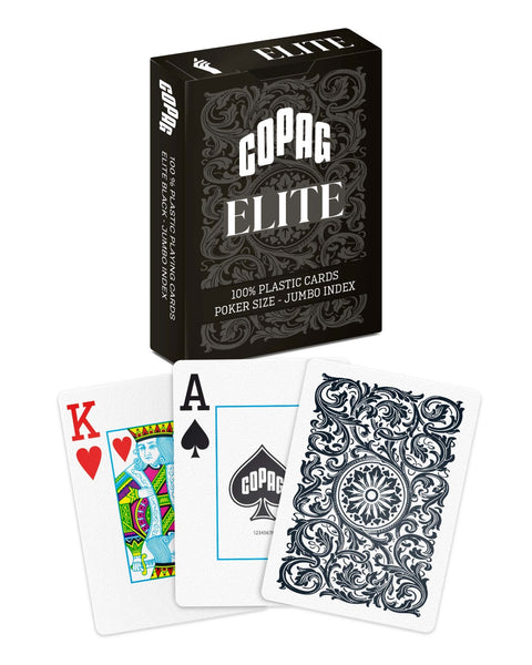 Copag 1546 Elite 100% Plastic Playing Cards Jumbo Index Poker Size Black NEW
