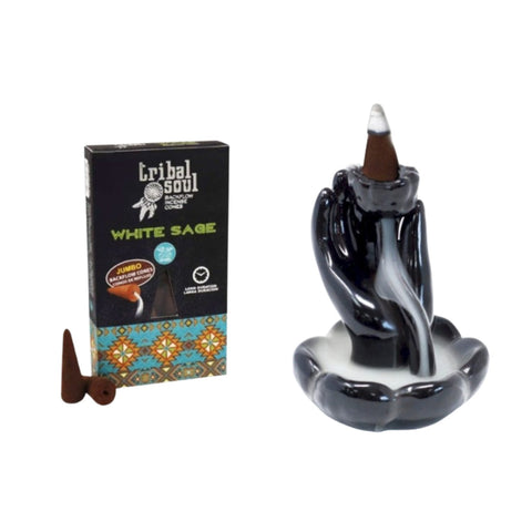 White Sage - Tribal Soul Backflow Incense Cones Hari Darshan