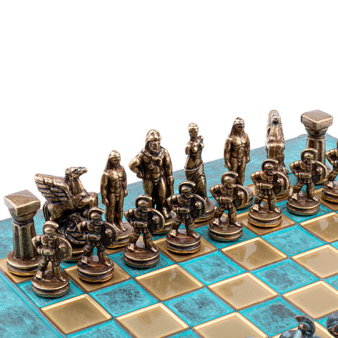 Spartan Warrior Metal Chess Set With 28cm Chessboard Manopoulos