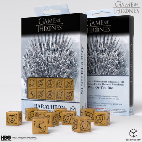 Game of Thrones Baratheon Dice Set 10x D6 Yellow/Black Q-Workshop Licensed