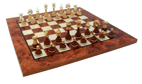 Italfama Luxury Gold & Silver Plated Chess Set, Elm Board 51x51cm, King 9cm