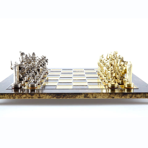 Greek Mythology Metal Chess Set Gold & Silver Chessmen 36cm Manopoulos S4BRO
