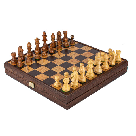 Olive Burl Chess set 35x35cm with Staunton Chessmen Manopoulos