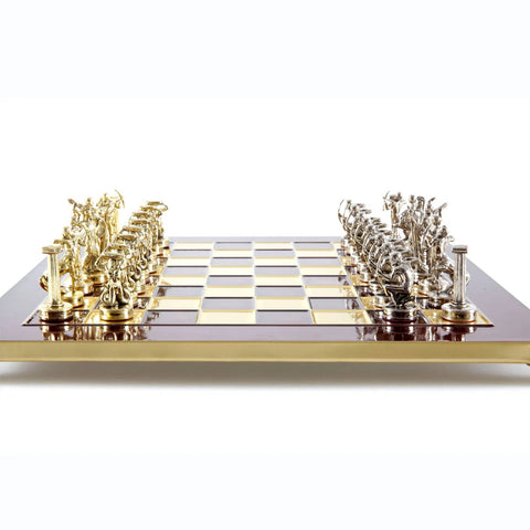 Giants Battle Chess Set Gold & Silver Chessmen Board 36Cm Manopoulos S18Red