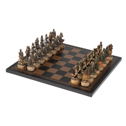 Italfama Zombie Chess Set, Hand-Painted Resin, Faux Leather Board, Made in Italy