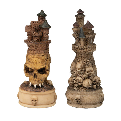 Italfama Skeleton Hand-Painted Chess Set, Faux Leather Board & Backgammon