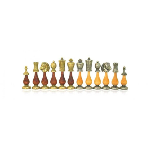 Italfama Arabian Metal Wood Chess Set 40cm Faux Leather Map Board