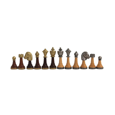 Italfama Metal & Wood Chess Pieces Gold Silver 7.5cm King Made in Italy