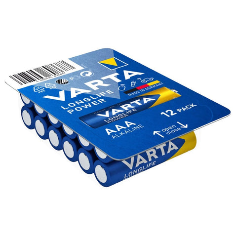 12x Varta Longlife Power AAA LR03 1.5V Alkaline Batteries Pack