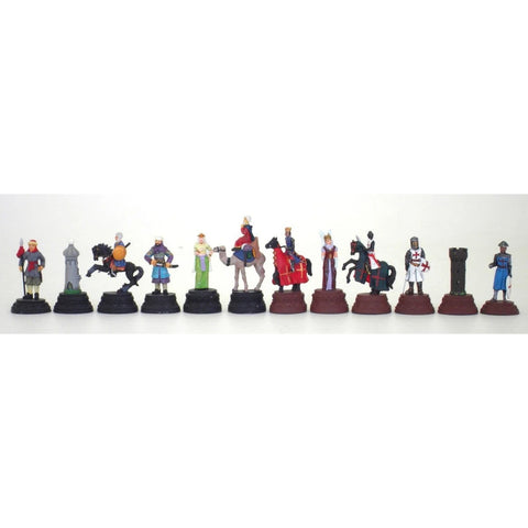 Italfama Crusaders vs Saracens Pewter Chess Set Faux Leather Board