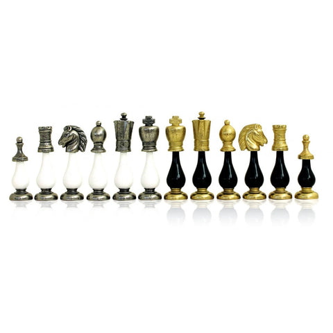 Italfama Luxury Metal & Wood Chess Set, 20in Maple Board, Made in Italy