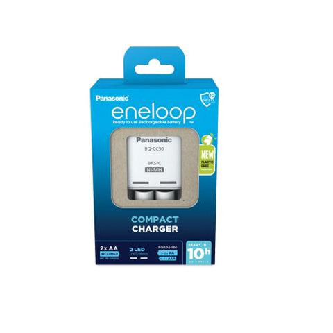 Panasonic Eneloop BQ-CC50 Compact Ni-MH Charger with 2x AA Batteries
