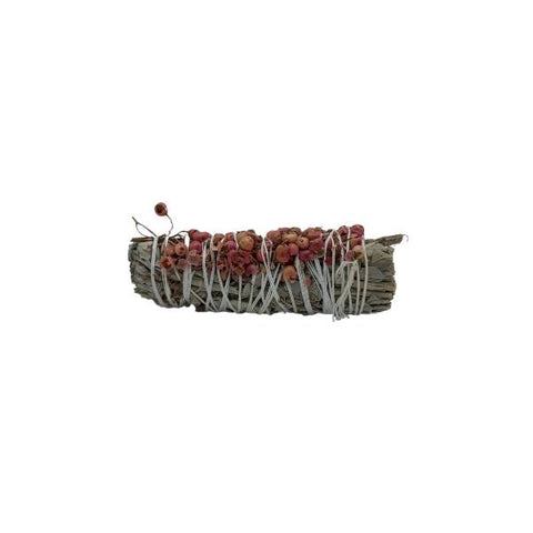 White Sage & Pirul Seed Smudge Stick 10cm Aura Cleansing Meditation Made Mexico