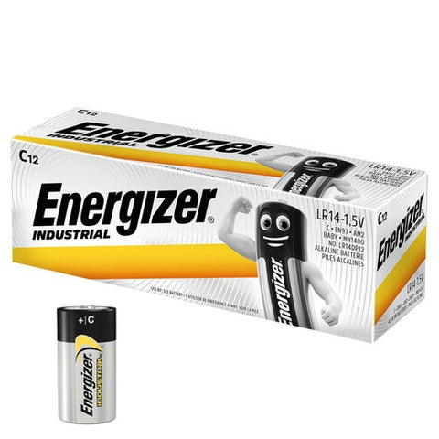 12x Energizer Industrial C LR14 1.5V Alkaline Batteries Bulk Pack