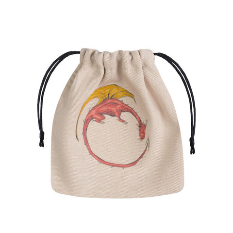 Q-Workshop Chaos Dragon Beige Cotton Dice Bag for RPG & Tabletop Games