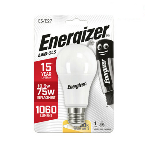 Energizer LED GLS Bulb E27 10.5W 75W Eq 2700K Warm White 1060 Lumen