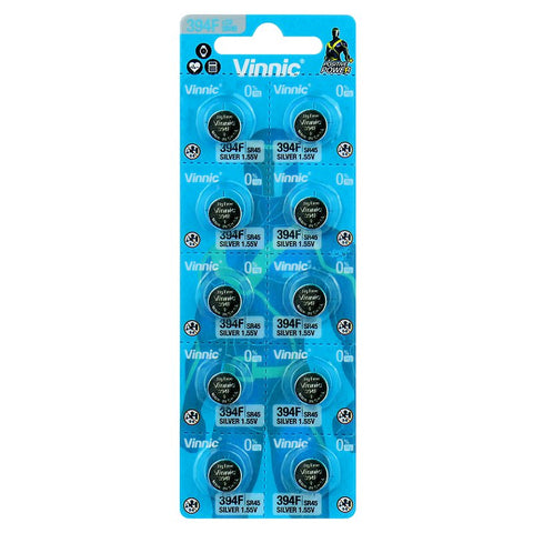 10x Vinnic 394F SR936SW Silver Oxide 1.55V Watch Battery Button Cells