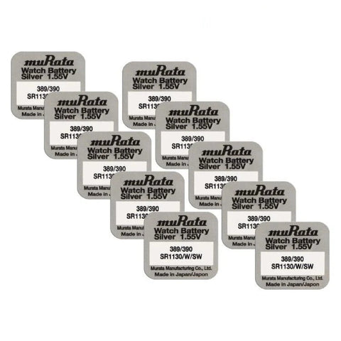 10x Murata 389 390 SR1130 Silver Oxide 1.55V Watch Batteries Made in Japan
