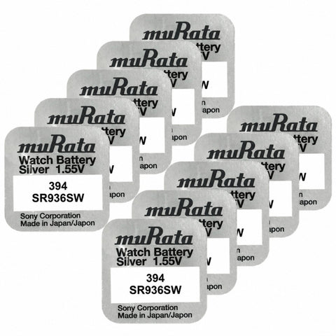 10x Murata 394 SR936SW Silver Oxide 1.55V Watch Batteries Made in Japan