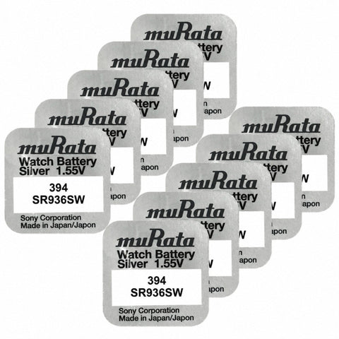 10x Murata 394 SR936SW Silver Oxide 1.55V Watch Batteries Made in Japan