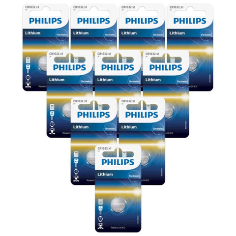 10x Philips CR1632 3V Lithium Coin Cell Batteries DL1632 for Watches