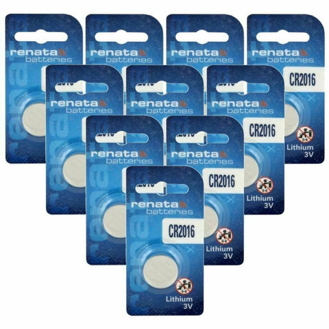10x Renata CR2016 3V Lithium Coin Cell Batteries for Watch Calculator
