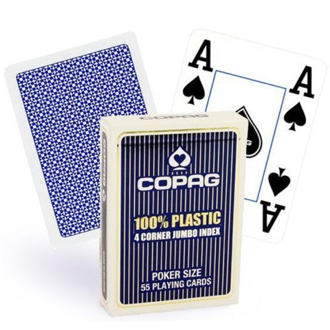 2 Decks Copag 4 Corner Jumbo Index 100% Plastic Poker Cards Red Blue Playing NEW