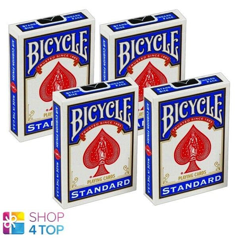 4 Decks Bicycle Rider Blue Double Back No Face Magic Tricks Cards NEW