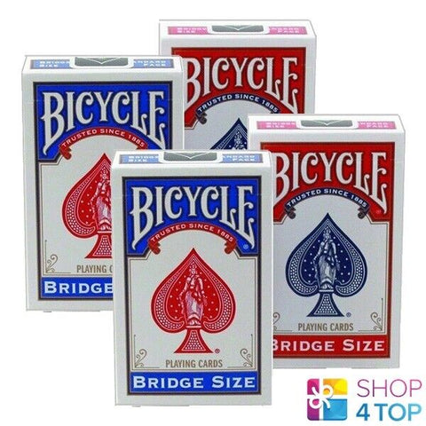 4 Decks Bicycle Rider Back Bridge Size 2 Blue 2 Red Playing Cards NEW