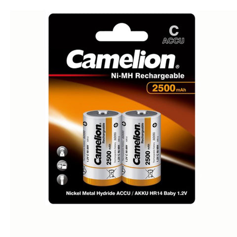 2 Camelion C Rechargeable Batteries Accu Hr14 Nimh 1.2V 2500Mah 2Bl NEW