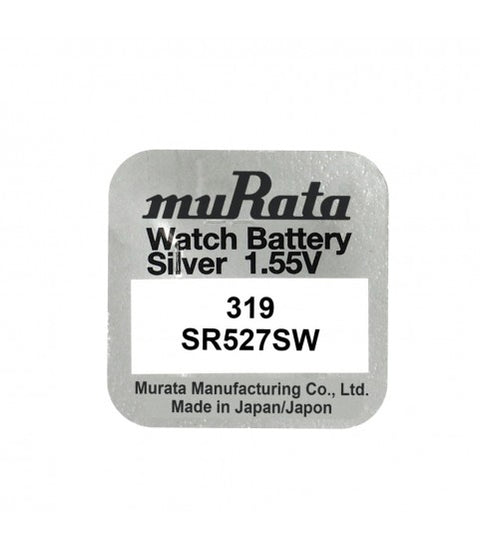 2x Murata 319 SR527SW Silver Oxide 1.55V Watch Batteries