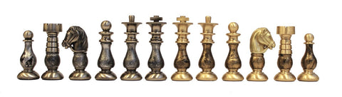 Italfama French Style Brass & Wood Chess Pieces, Gold/Silver Plated, 7.5cm King