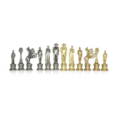 Italfama Napoleon Metal Chess Set with Checkers & Backgammon Board
