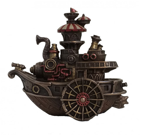 Italfama Steampunk Steamship Bronze Resin Statue Nautical Decor Italy