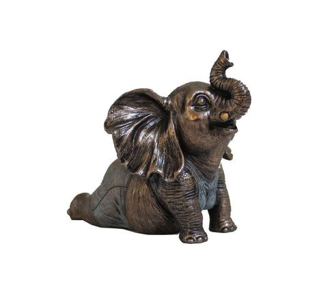 Italfama Bronze Yoga Elephant Figurine Resin Lucky Statue 10x7x8.5cm Italy